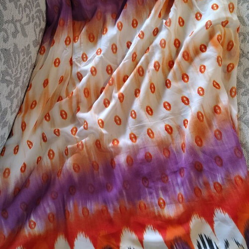 Colorful women's long dress Large used with neck tie