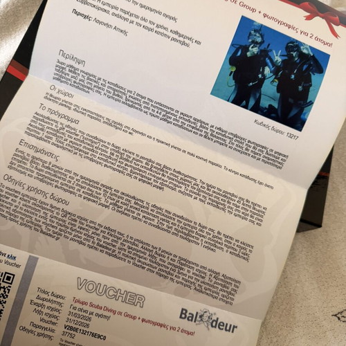 Scuba Diving Voucher for 2 People with Underwater Photos, New