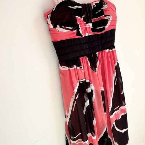 Alain Manoukian Y2K Strapless Spaghetti Straps Cocktail Dress S Pink Black