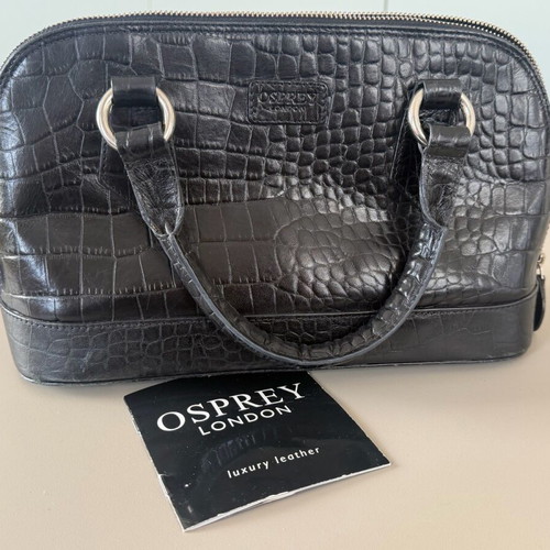 Osprey London leather handbag with crocodile texture black like new