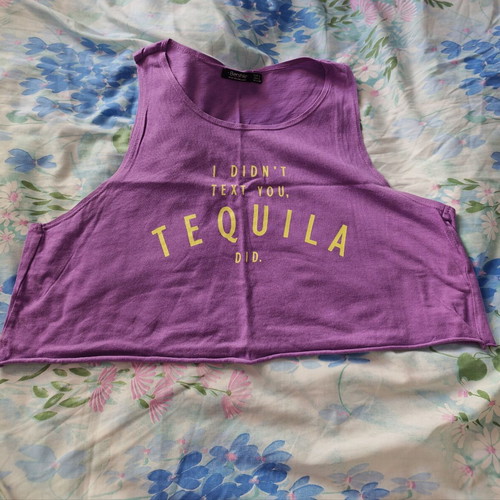 Bershka purple crop top used with front print