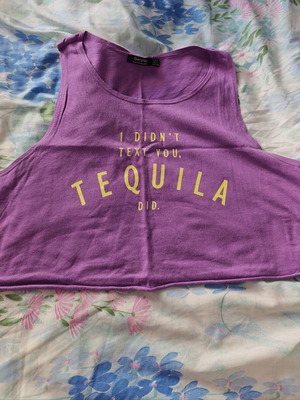 Bershka purple crop top used with front print