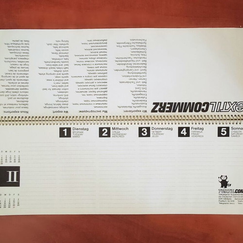 DDR Textil Commerz 1972 vintage desk calendar