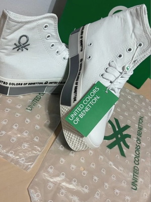 United Colors of Benetton High-Top Sneakers New, Size 40, White