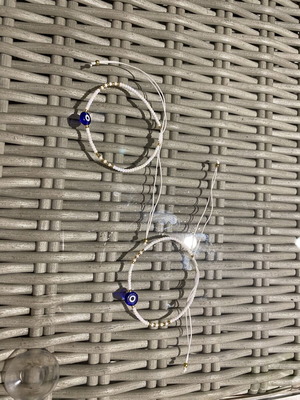 Set of 2 Handmade Bracelets with Evil Eye, Minimal Style