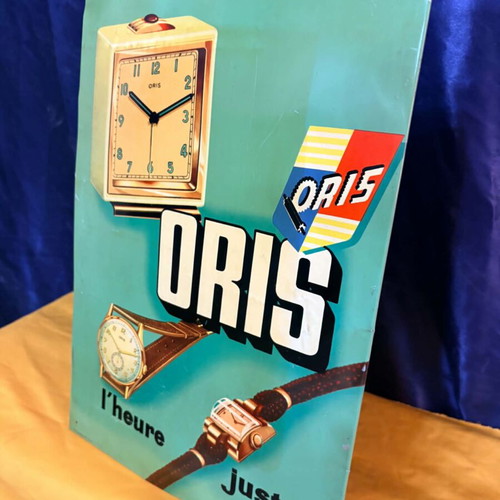Oris vintage metal sign, collectible 37x27.5 cm, made in Switzerland 1940-1950