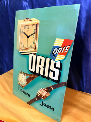 Oris vintage metal sign, collectible 37x27.5 cm, made in Switzerland 1940-1950