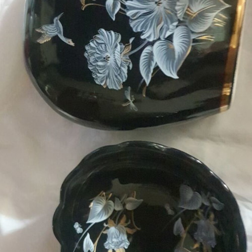Vintage S. Ceramic handmade ceramic set, vase and bowl