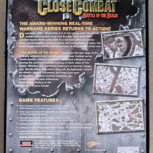 Close Combat IV Battle Of The Bulge PC CD-ROM like new, Big Box