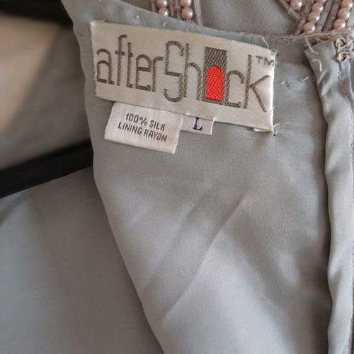 After Shock blouse used, silk beige with pearls, gray, size L