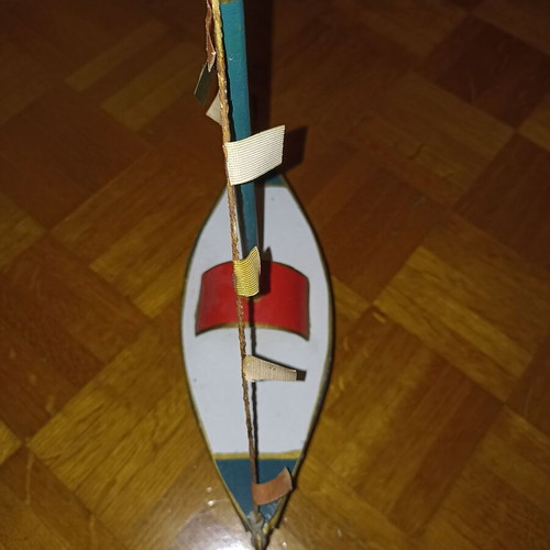 Handmade boat decoration used, paper and wood