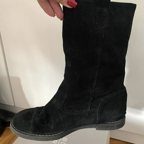 Velvet calf boots with fur lining, Italian, non-slip sole, size 38