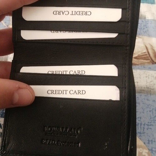 Rowallan leather card holder new, black, 6 card slots