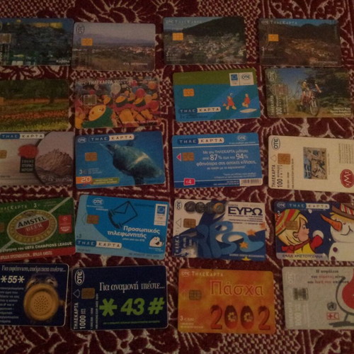 Phone cards used, pack of 20 pieces