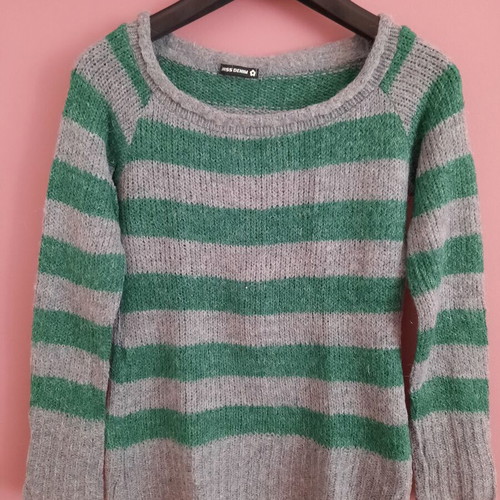 Miss Denim striped knitted long-sleeve sweater like new