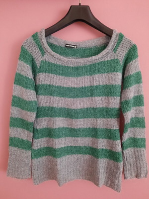 Miss Denim striped knitted long-sleeve sweater like new