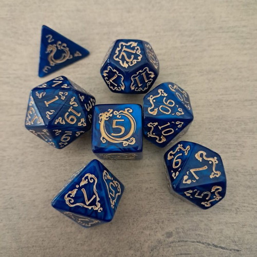 Blue Dragon D&D Dice Set with Bag