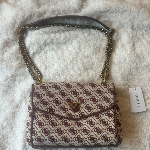 Guess Crossbody Flap Merlot Logo Bag New with Tag