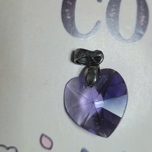 Swarovski pendant set with heart and fire opal crystals, purple and orange