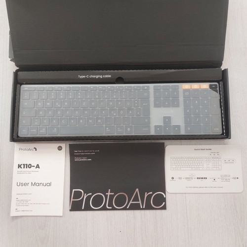 ProtoArc K110-A Aluminum Bluetooth Keyboard new with LED for Mac iPad