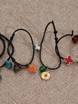 Mixed bracelets used with hanging decorations set