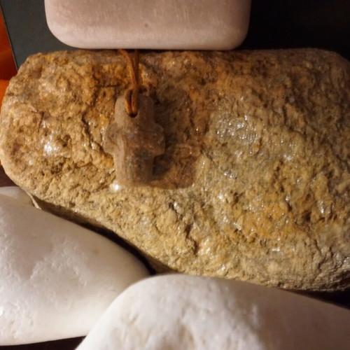 Collectible Cycladic marble and stone cross, hand-carved