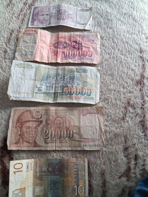 Collectible Yugoslavia banknotes used