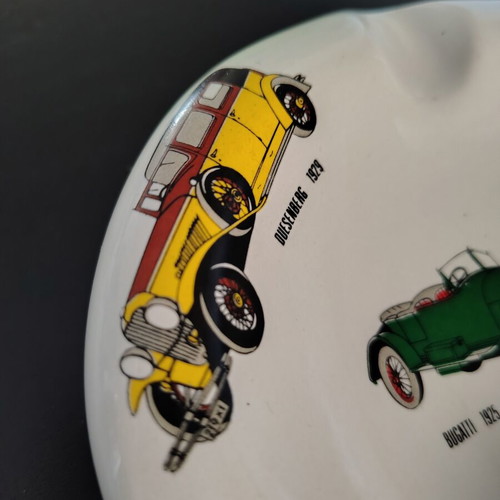 Ceramic ashtray used with vintage car designs