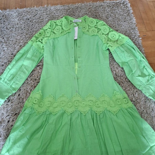Linen dress light green new, size M