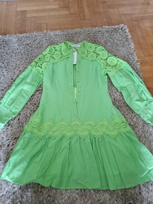 Linen dress light green new, size M