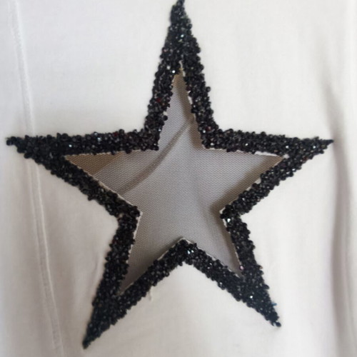 White T-shirt with Star Detail on Back like new, size L