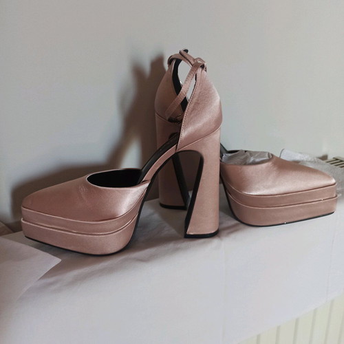 Tsoukalas Shoes pink satin pumps new, size 39