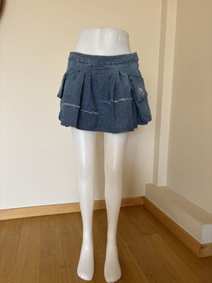 Just Cavalli denim mini pleated skirt like new, size 42