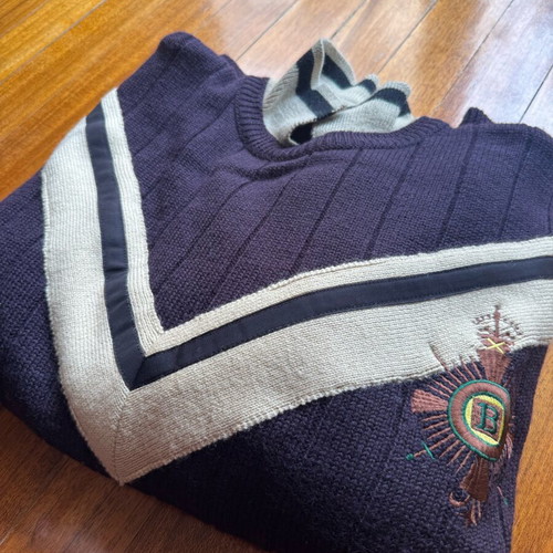 Björn Borg vintage wool sweater XL like new, blue with beige details