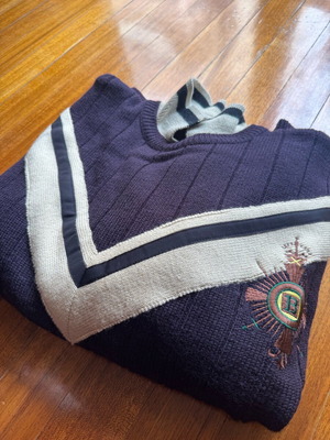 Björn Borg vintage wool sweater XL like new, blue with beige details
