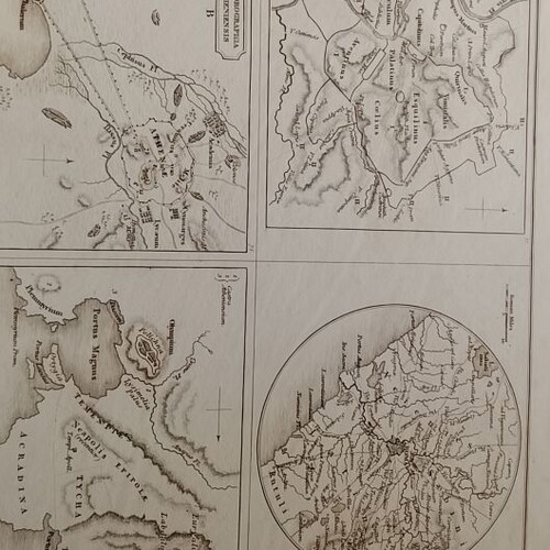 1826 Lithograph Map of Ancient Athens, Rome, Syracuse used, 27x21cm