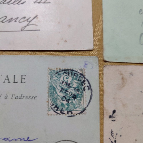 French postcards used, pack of 5, 1904-1908 with stamp