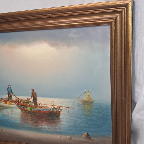 Christos Tselios Authentic Oil Painting on Canvas Signed Seascape 70x50 cm