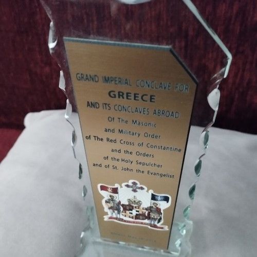 Commemorative plaque used from Grand Imperial Conclave for Greece