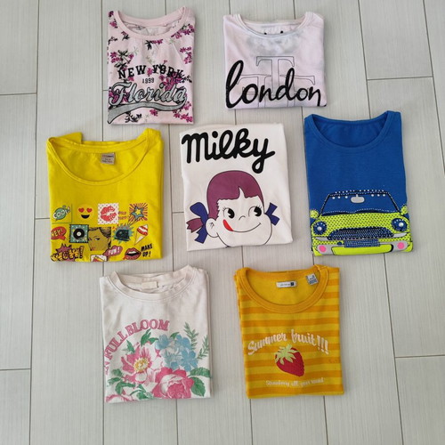 T-shirts for girls size 12/14 like new, colorful, set of 7