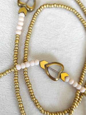 Glasses chain with glass hearts, ceramic and semi-precious beads, new