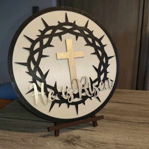 Handmade wooden Easter table decoration He is Risen new
