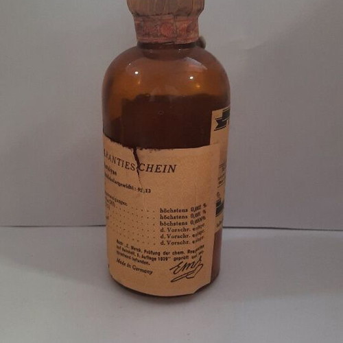 Merck & Co Antique Toluol Bottle used, sealed and empty