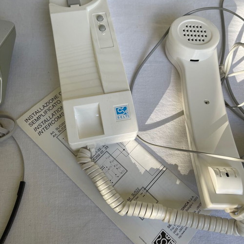 Set of old cables, sockets and telephony devices used