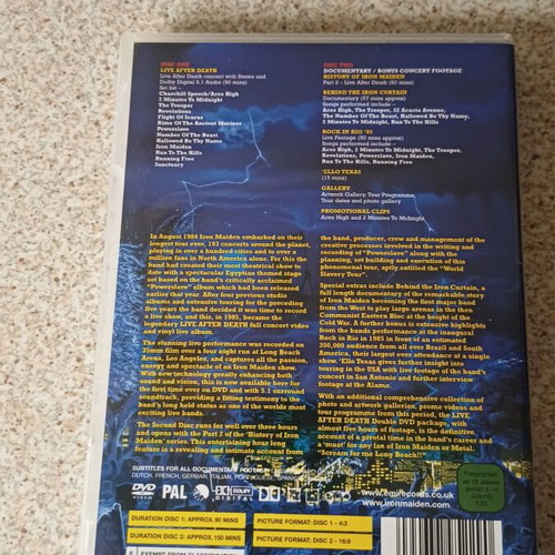 Iron Maiden DVD Live After Death double disc like new