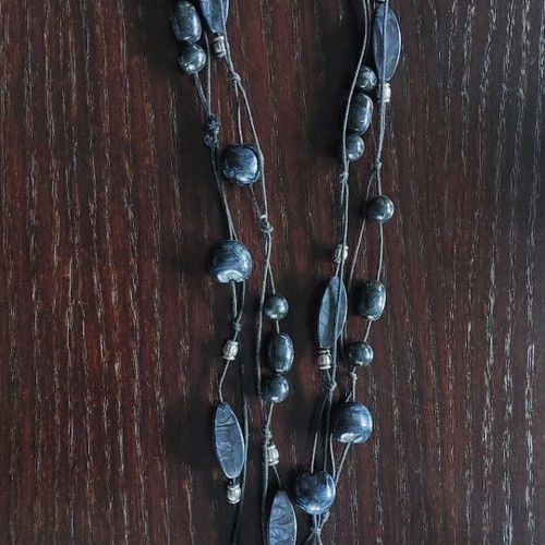 Necklace gray with large length, new