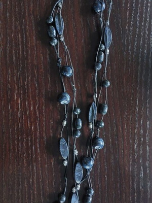 Necklace gray with large length, new