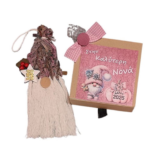 Gnome hanging decoration with card "To the Best Godmother" made to order