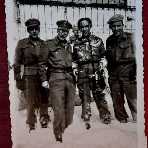 Vintage photo of Greek LOK officers in snow, like new