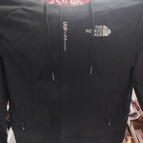 Black waterproof windbreaker jacket, men's size L